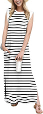GRECERELLE 2026 Women Year-Round Casual Round Neck Loose Split Wrinkle-Free Long Maxi Vacation Dress with Pockets (XXS-4XL)