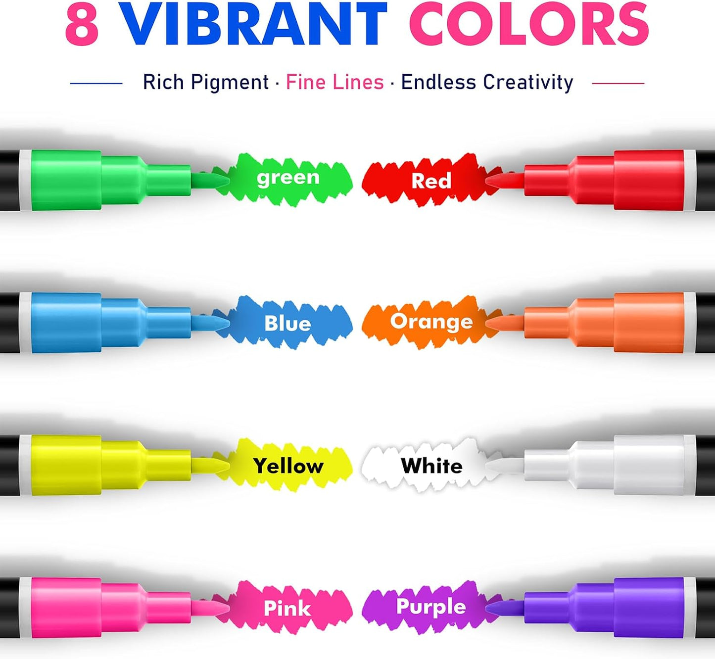 Timart Fine Tip Chalk Markers, Liquid Chalk Pens-8 Pack, 1mm Point