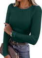 ANRABESS Women Long Sleeve Shirts Ribbed Fitted Tops