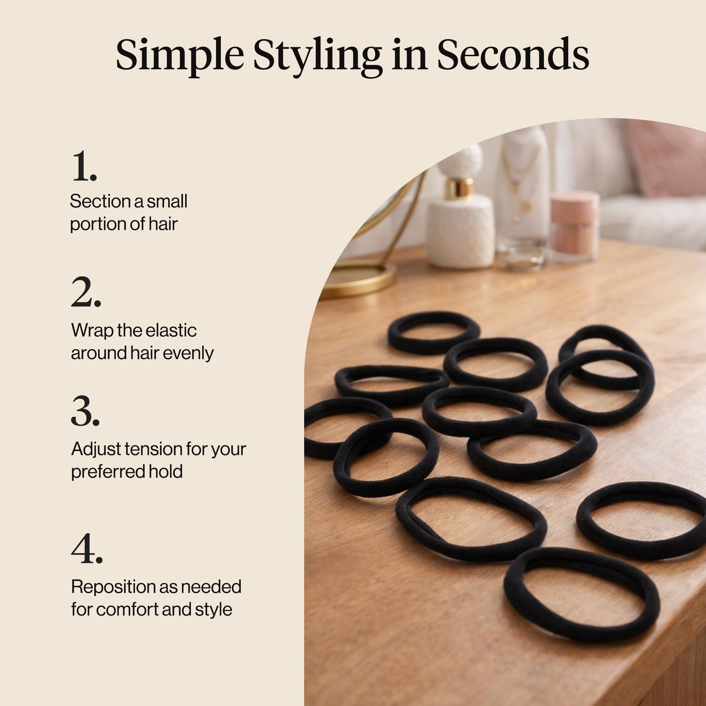 Kitsch Elastic Hair Ties No Damage | Stretchable Hair Bands - Neutral 12pcs