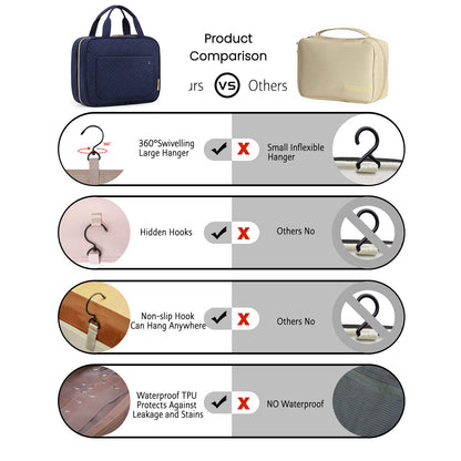 BAGSMART Large Toiletry Bag Travel Bag with Hanging Hook, Water-resistant Makeup Cosmetic Bag Travel Organizer for Accessories, Shampoo, Full Sized Container, Toiletries