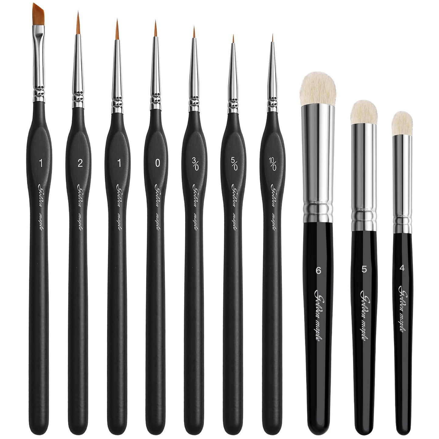 Golden Maple Detail Paint Brushes Set 10pcs