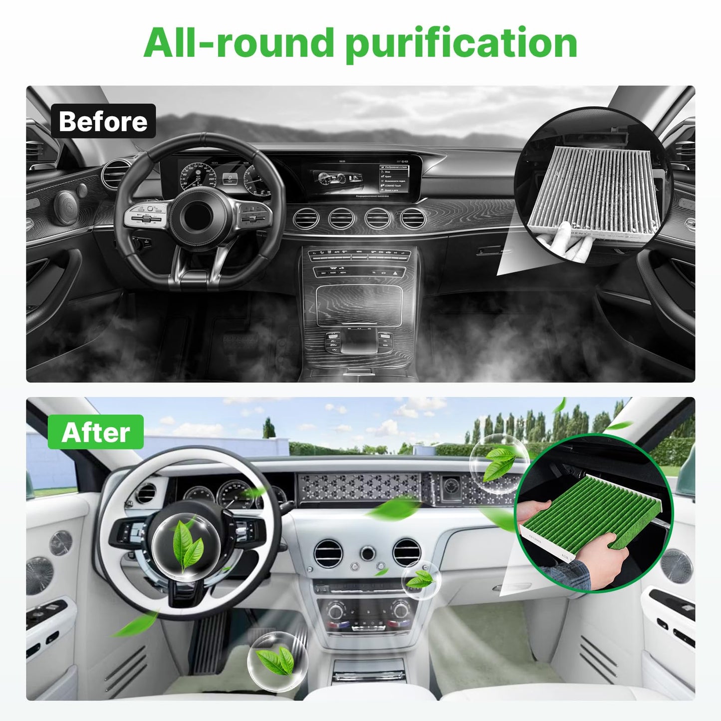 Engine+Cabin Air Filter Fit for 2014-2020 Rogue, 2017-2022 Rogue Sport