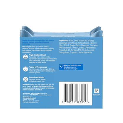 Neutrogena Makeup Remover Micellar Wipes, 2 Pack of 25 Ct