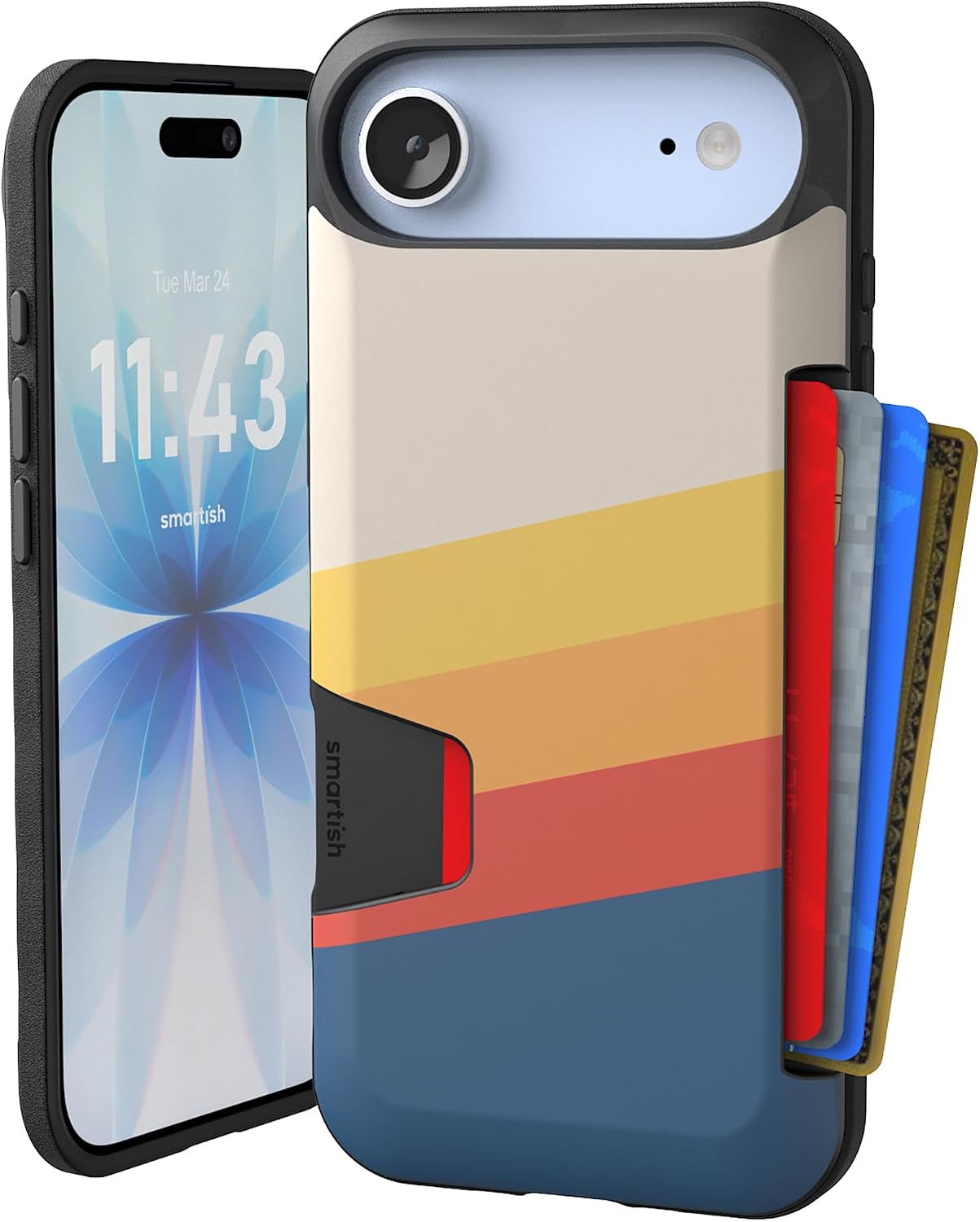 Smartish® iPhone 13 Wallet Case - Wallet Slayer Vol. 1 [Slim + Protective] Credit Card Holder - Drop Tested Hidden Credit Card Slot Cover for Apple iPhone 13 - Black Tie Affair
