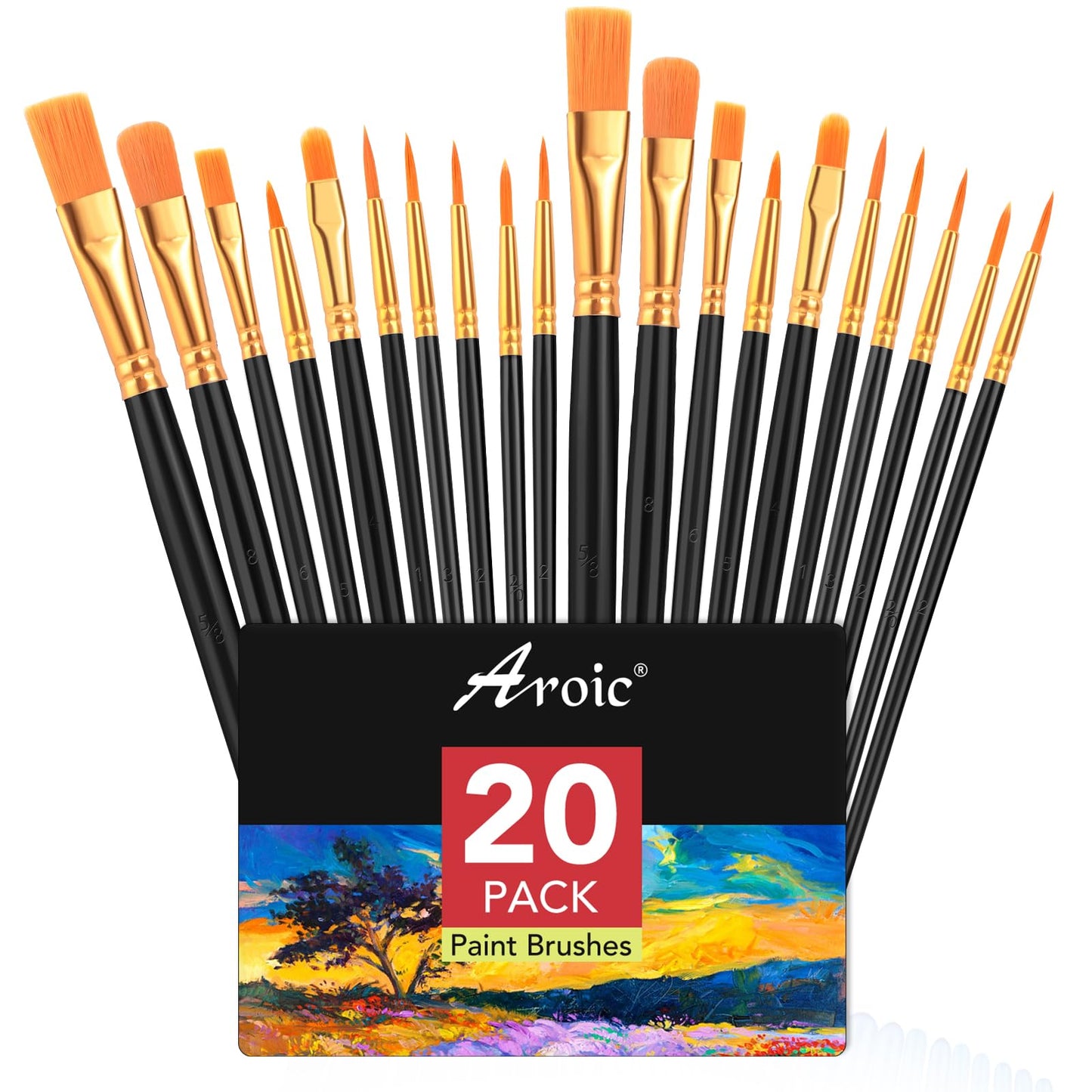 AROIC 10 Pcs Paint Brushes, Acrylic Oil Watercolor Painting Brush Set