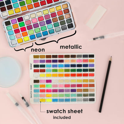 Grabie 50 Color Watercolor Paint Set with Brush Pens