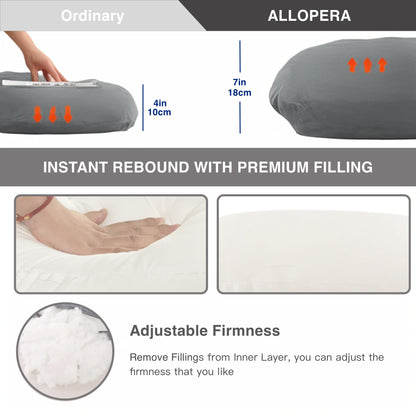 ALLOPERA Pregnancy Pillow, Full Body Maternity Pillow 57 inch, with Removable Washable Cover - Sleep Support for Legs, Back, Neck, Shoulder, HIPS, Belly, Velvet Cover-Grey-Dark Blue