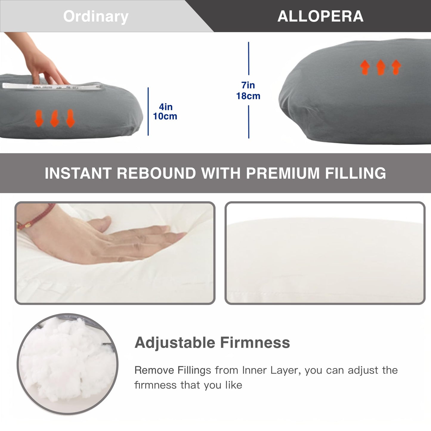 ALLOPERA Pregnancy Pillow, Full Body Maternity Pillow 57 inch, with Removable Washable Cover - Sleep Support for Legs, Back, Neck, Shoulder, HIPS, Belly, Velvet Cover-Grey-Dark Blue