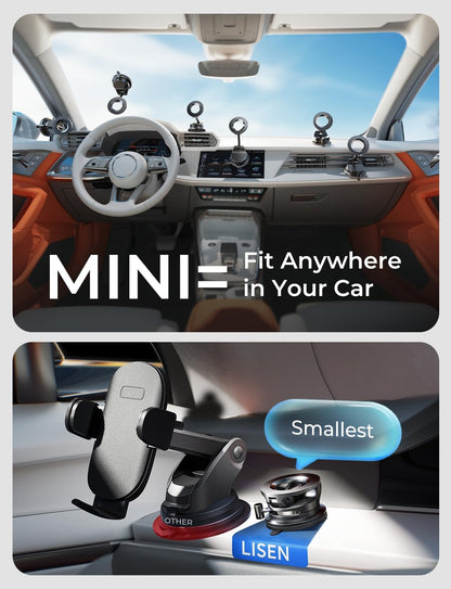 LISEN for Magsafe Car Mount, Magnetic Phone Holders for Your Car Vacuum, Phone Mount for Car Accessories for Women Men Jeep BMW, Suction Holder Kits, for iPhone 17 Pro Max 16 15 14 13 12,Carbon Fiber