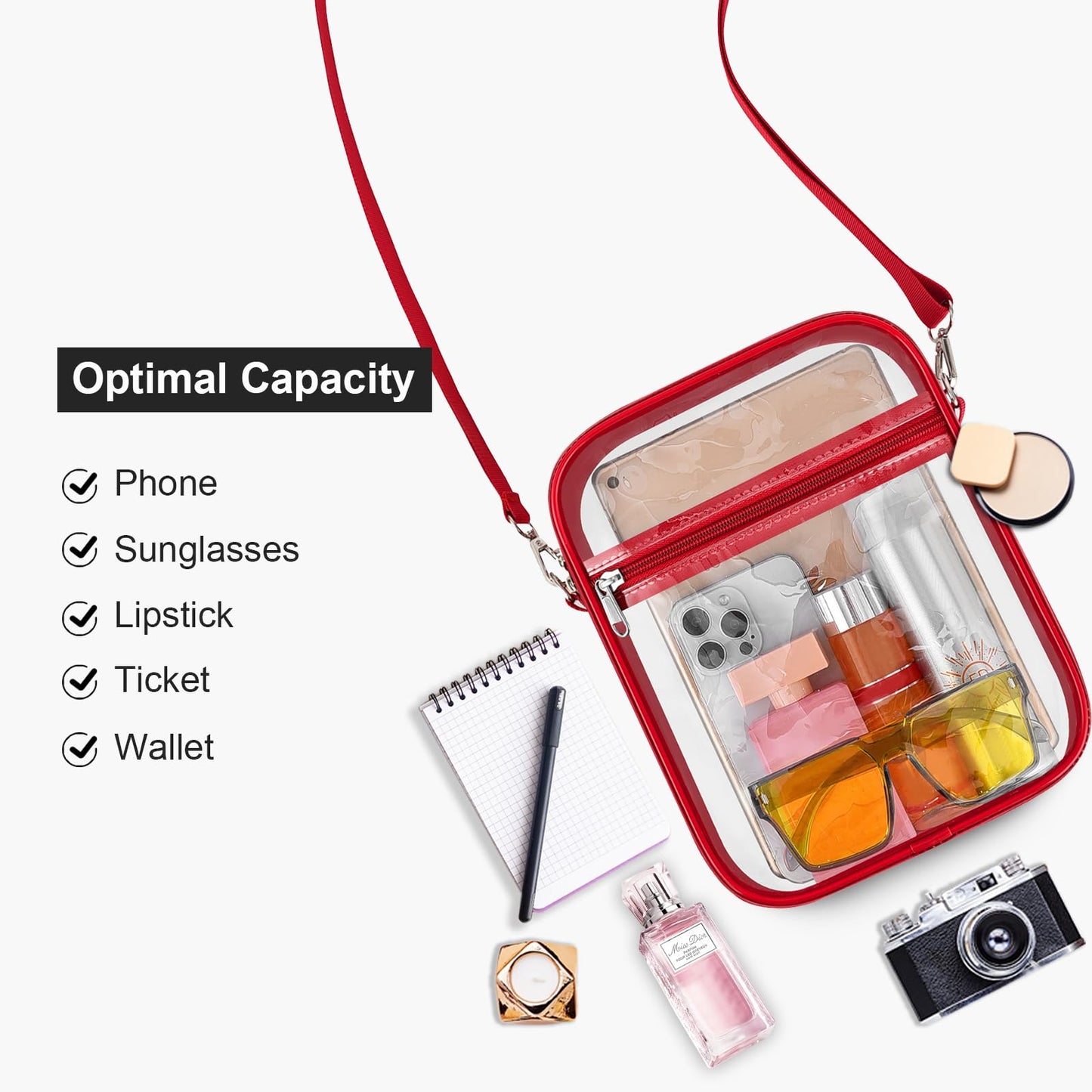 USPECLARE Clear Purse for Stadium Events Transparent Messenger Bag