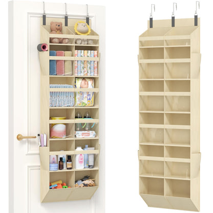 Lifewit 1 Pack Over the Door Organizer, 5 Section Hanging Storage, Beige