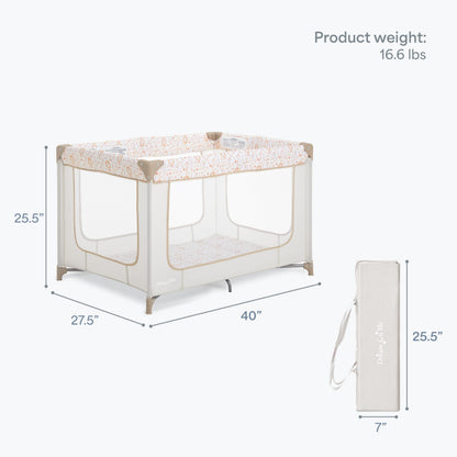 Dream On Me Zodiak Portable Playard, Compact for Travel, Carry Bag, Gray & Pink