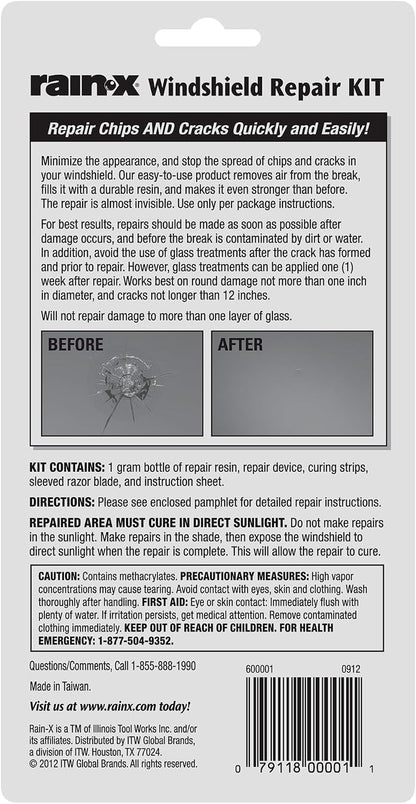RainX Fix a Windshield Do it Yourself Windshield Repair Kit, for Chips, Cracks, Bulll's-Eyes and Stars