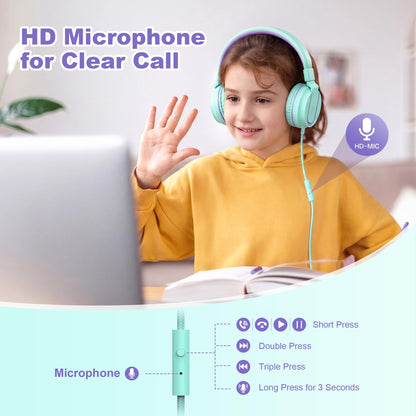 AILIHEN I35 Kids Headphones for School with Mic, 93dB Safe Volume, Orange