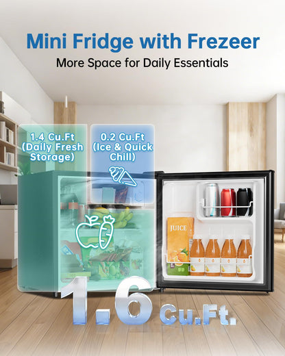 3.2 Cu Ft Mini Fridge with Freezer, Single Door Upright Freezer