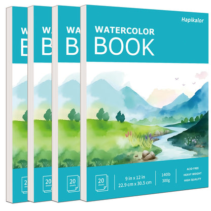 Hapikalor Watercolor Paper Pad, 9"x12" Water Color Paper, 140lb/300gsm Teal