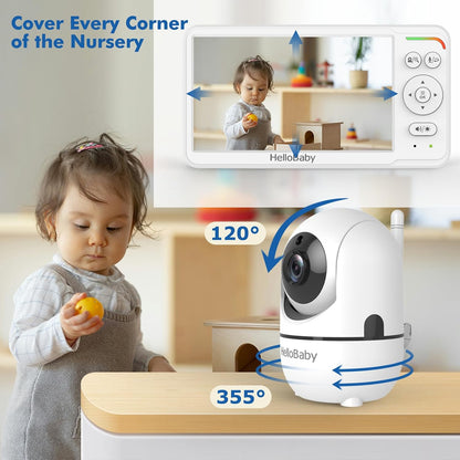 HelloBaby 6'' No WiFi Video Baby Monitor with Camera Audio, 30H Battery