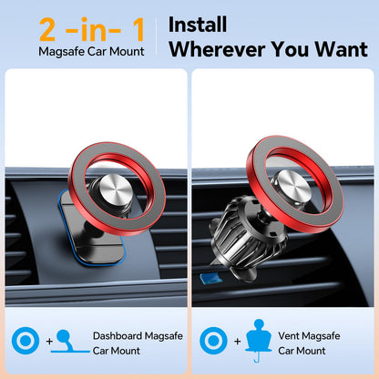 for iPhone Magsafe car Mount【20 Strong Magnets】Magnetic Phone Holder for Car Dashboard【360° Rotation】Hands Free Car Phone Holder Mount Dash Fit iPhone 15 14 13 12 Pro Max Plus MagSafe Car Accessories