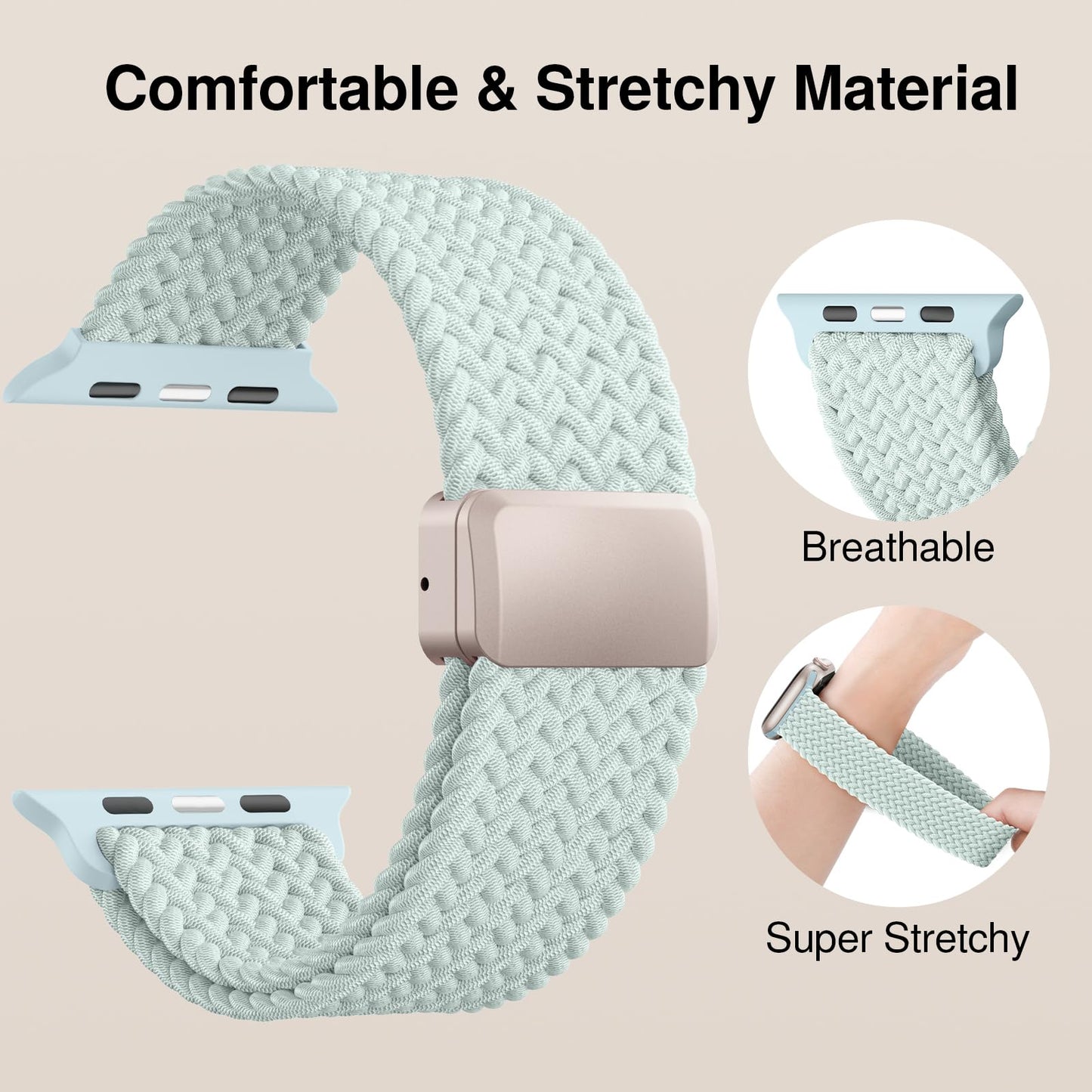 Braided Stretchy Magnetic Band Compatible with Apple Watch Bands Women Men