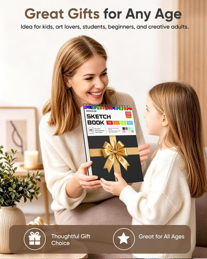 Soucolor Sketch Book 9" x 12", 100 Sheets Kids Art Sketchbook Drawing Pad