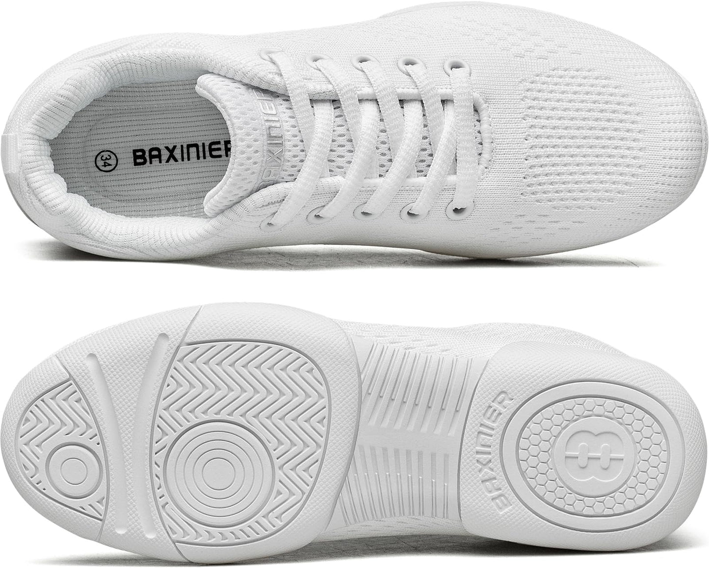 BAXINIER Girls White Cheerleading Shoes