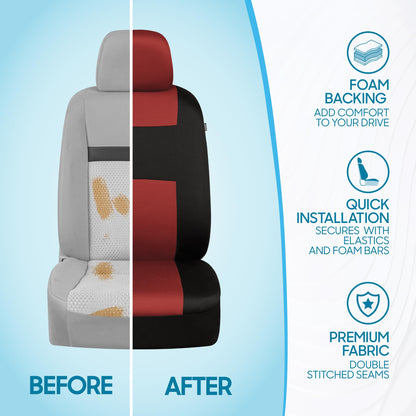 BDK PolyPro Car Seat Covers Full Set in Solid Black, Front and Rear Split Bench Seat Covers for Cars, Easy to Install Car Seats Cover Set and Accessories for Auto Trucks Van SUV - Solid Black