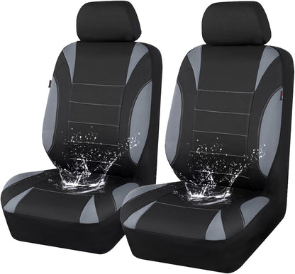 CAR PASS Waterproof Car Seat Covers Front Seats Only with 5mm Composite EVA, Neoprene Car Seat Cover with Separate Headrest Cover, Quick Setup Universal Fit for Car SUV Trucks,Airbag Compatible（Gray