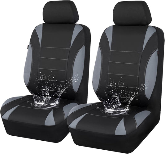 CAR PASS Waterproof Car Seat Covers Front Seats Only with 5mm Composite EVA, Neoprene Car Seat Cover with Separate Headrest Cover, Quick Setup Universal Fit for Car SUV Trucks,Airbag Compatible（Gray