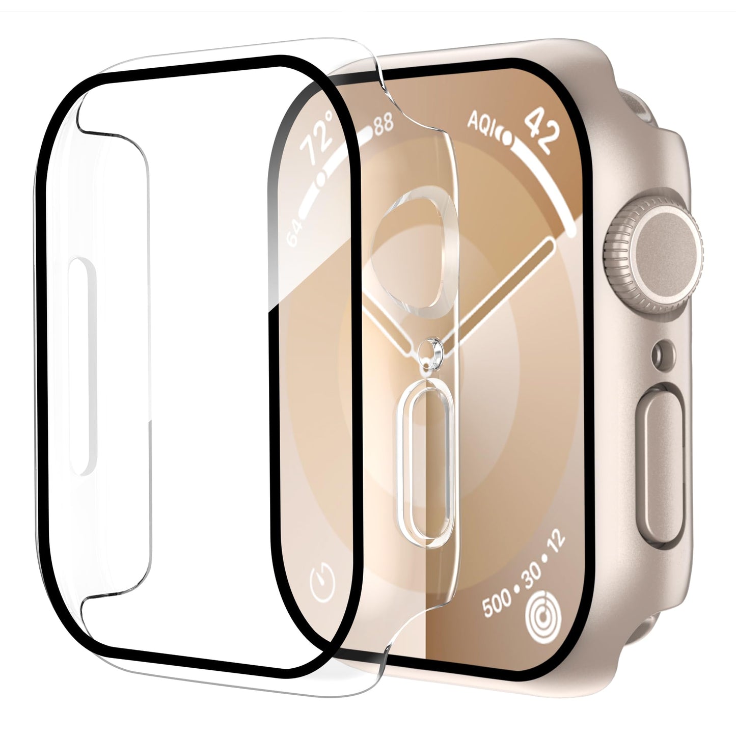Smiling 2 Pack Case Compatible with Apple Watch SE 3 (2025)/ SE 2/ SE/Series 6/5/4 40mm with Tempered Glass Screen Protector, Hard PC Case Overall Protective Cover- 1 Blue+ 1 Transparent