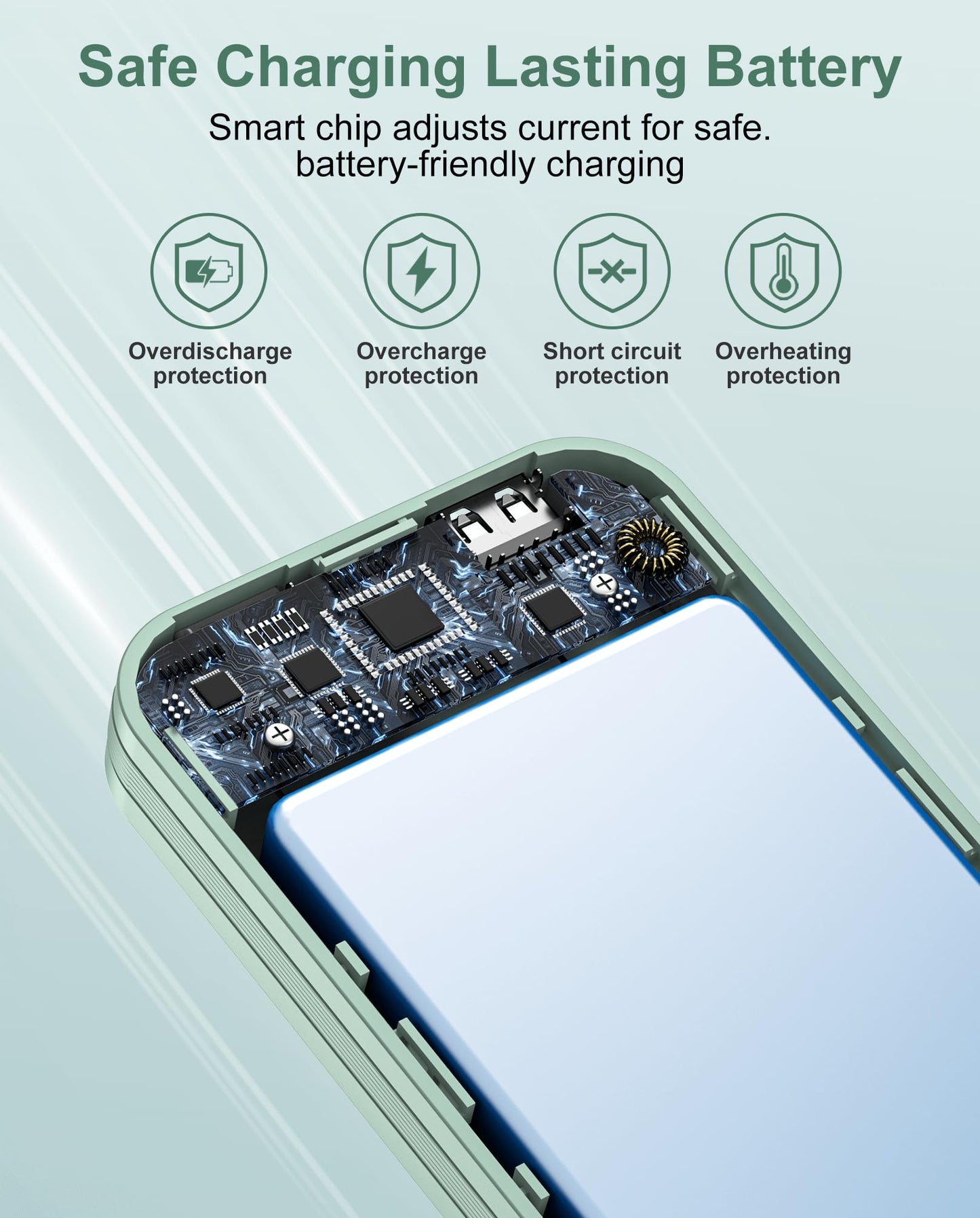 citicr Portable Charger 10000mAh PD20W w/Built-in Cables & Wall Plug White