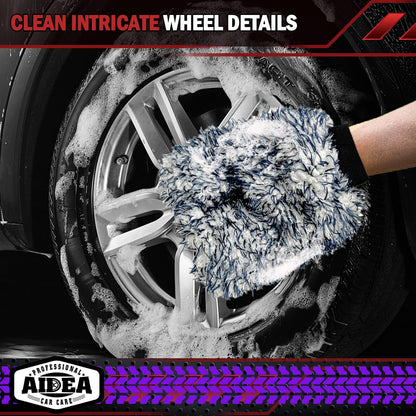 AIDEA Car Wash Mitt Microfiber, 4PK,Car Wash Brush, Green 8''X12''