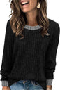 WIHOLL Long Sleeve Shirts for Women Lightweight Sweaters Fall Outfits 2026 Color Block Winter Clothing Dressy Casual Soft