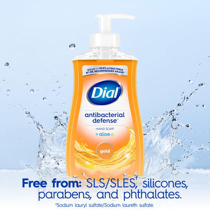 Dial Antibacterial Defense Liquid Hand Soap + Aloe, White Tea Scent, 11 Fl Oz (Pack of 4), Dermatologist-Tested Hand Wash, Gentle Formula