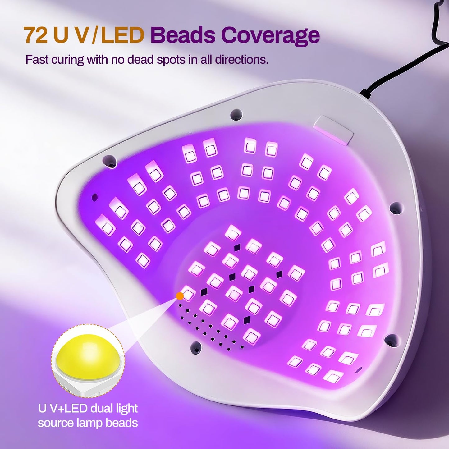 JODSONE U V LED Nail Lamp with Base Coat Top Coat Set, Nail Dryer for Gel Polish for Nails with Automatic Sensor & 4 Timers