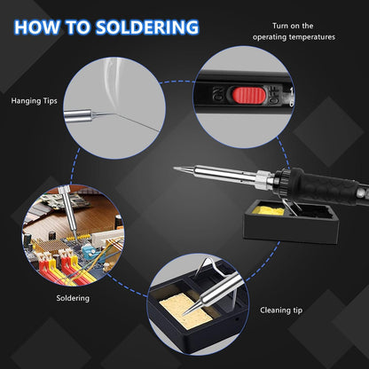 Soldering Iron, 60W 110V Adjustable Temperature Soldering Iron Pen, Portable Welding Tool, Fast Heating, for Electronic Repair, Jewelry, DIY