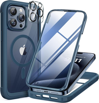 miracase for iPhone 17e Case & iPhone 16e Case, Full-Body Phone with Built-in Glass Screen Protector, [Magnetic with MagSafe] Military Drop Proof 17 E/ 16 E Cover Bumper 6.1 inch, Black