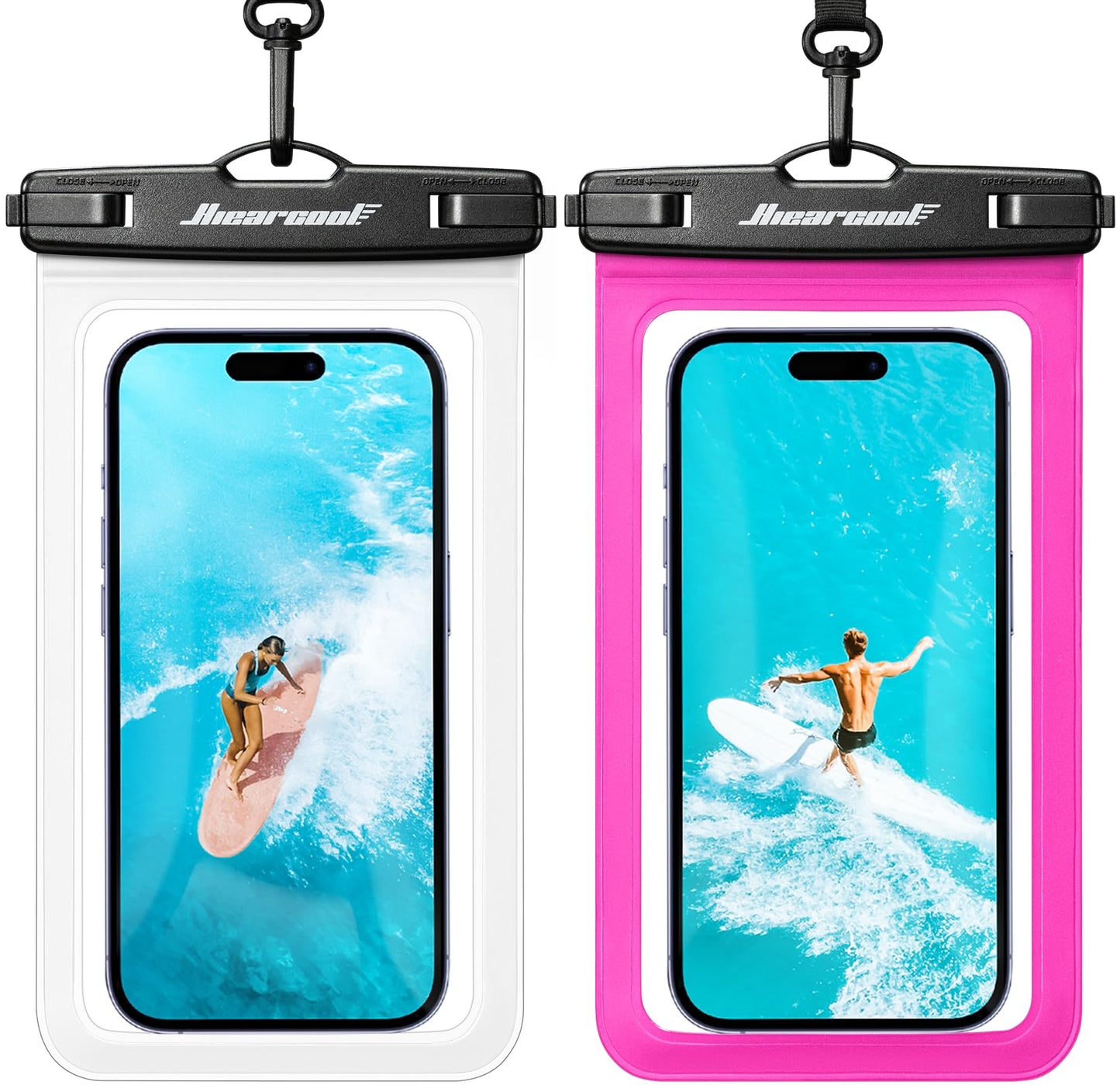 Hiearcool Waterproof Phone Pouch, Waterproof Phone Case, Black&Green 2-Pack