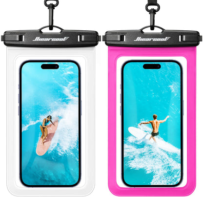 Hiearcool Waterproof Phone Pouch, Waterproof Phone Case, Black&Green 2-Pack