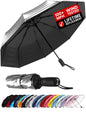 Windproof Travel Umbrella - Compact & Withstands Winds up to 100MPH, Strongest Premium Auto Folding Umbrella for Rain and Sun - Durable, Light & Portable for Women & Men, Fits Backpack & Cars