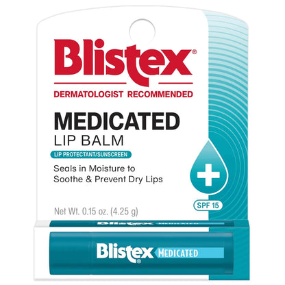 Blistex Medicated Lip Balm SPF 15, 24 Hr Moisture, 0.15 oz, 3 Count