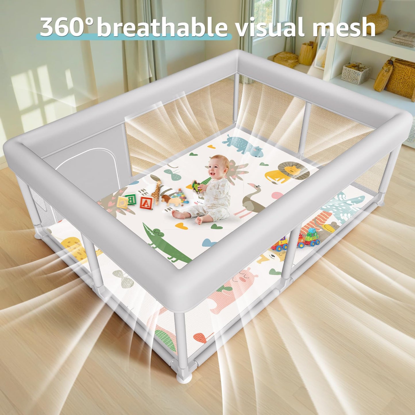 Hiaksedt Baby Playpen 50x50 Inch, Play Pens for Babies and Toddlers
