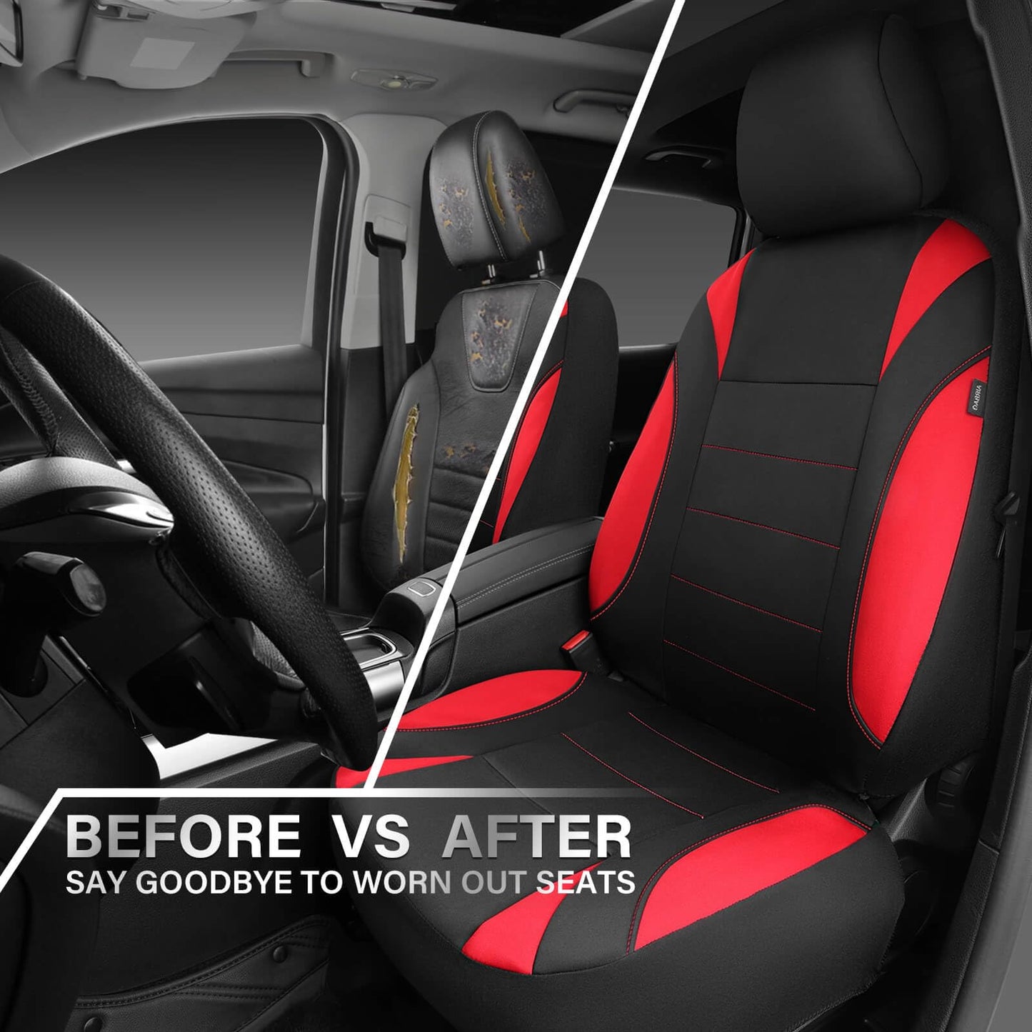 CAR PASS Waterproof Car Seat Covers Front Seats Only with 5mm Composite EVA, Neoprene Car Seat Cover with Separate Headrest Cover, Quick Setup Universal Fit for Car SUV Trucks,Airbag Compatible（Gray