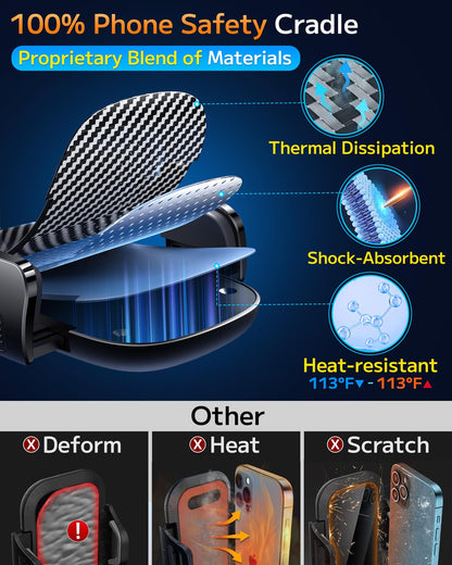 Qifutan Dash Mounted Holders Phone Holders for Your Car Phone Mount for Car Windshield Dashboard Air Vent Universal Desk Mounts Hands Free Automobile Cell Phone Holder Fit for iPhone Smartphone