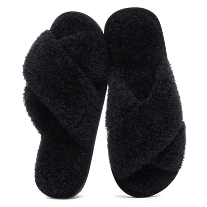 Evshine Memory Foam Fuzzy House Slippers for Women