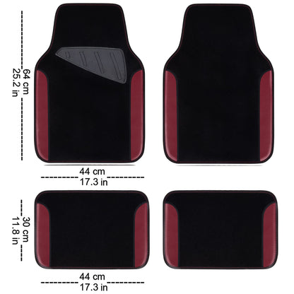 CAR PASS Waterproof Universal Fit Car Floor Mats, Faux Leather Car Carpet Mats, Black Car Mats with Anti-Slip Nibbs Backing & Driver Heel Pad Fit for SUV,Vans,sedans, Trucks,Set of 4pcs(All Black)