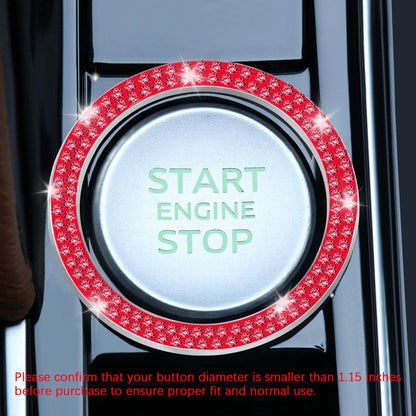 LivTee 2 PCS Crystal Double Rhinestone Car Engine Start Stop Decoration Ring, Bling Car Interior Accessories for Women, Push to Start Button Cover Sticker, Automotive Decals, Light Green