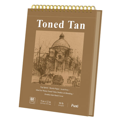 Fuxi 9" x 12" Sketch Book_Top Spiral Bound Sketchbook_100Sheets 68lb/100gsm