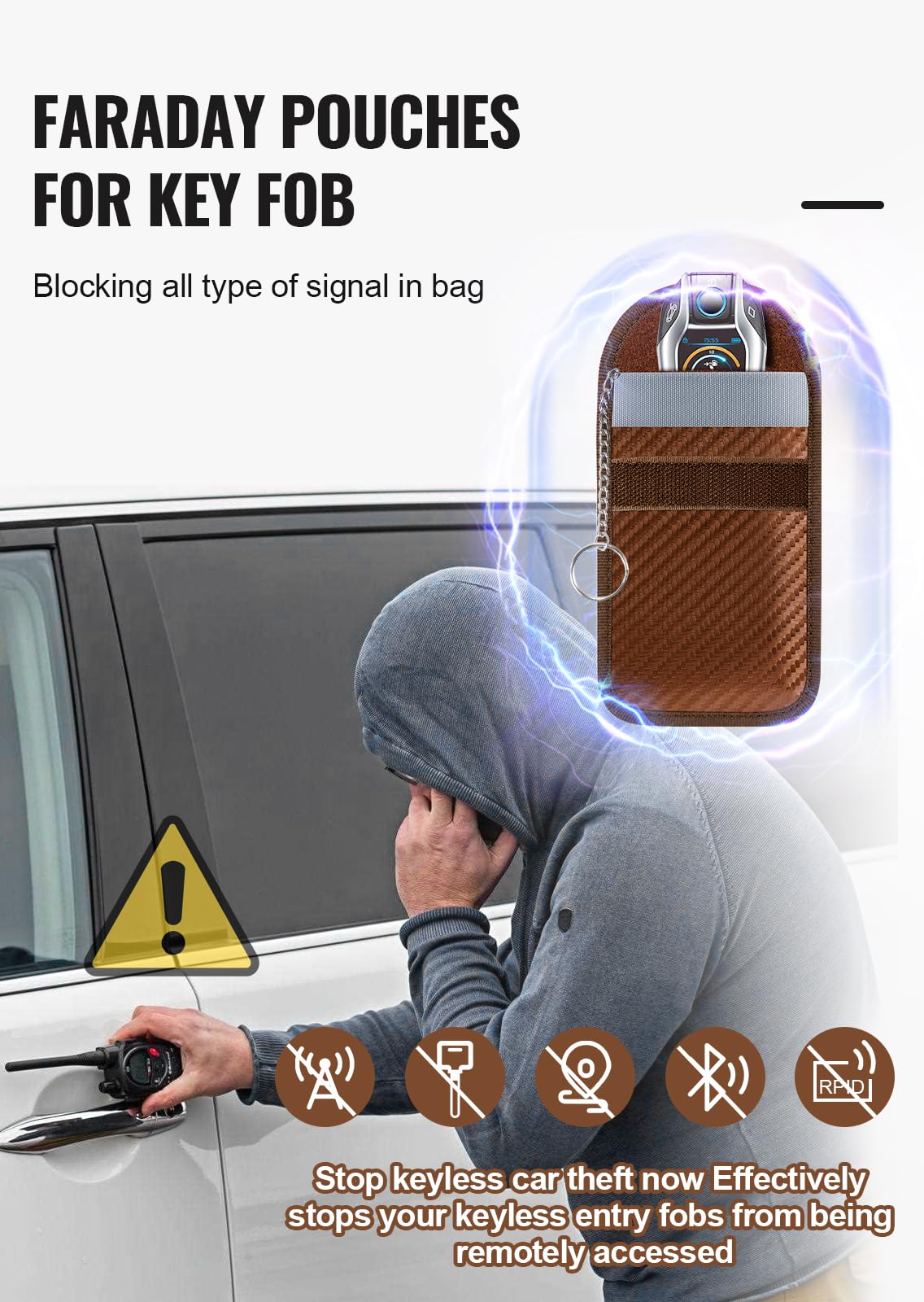 Faraday Pouch for Car Keys, Faraday Bag, Car RFID Signal Blocking Holder, Key Fob Protector, Key fob cage Block Signal Anti-Theft Fob Case Red,M