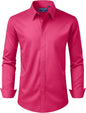 Alimens & Gentle Men's Dress Shirt Regular Fit Stretch Stain Shield Long Sleeve Solid Business Wedding Button Down Shirts